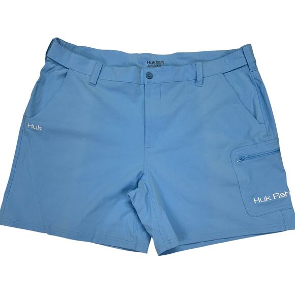Huk Fishing Chino 6.5" Mens XXXL Blue Performance Shorts 44x6.5 Elastic Waist - Picture 1 of 16
